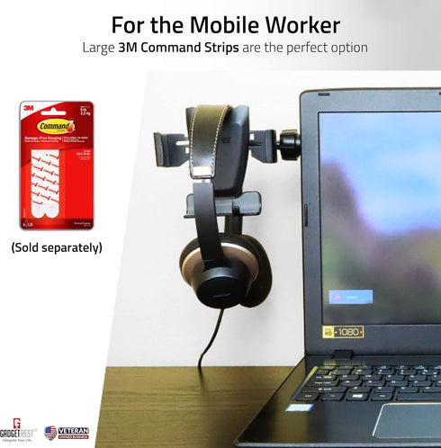 2-in-1: Monitor/Laptop Phone Holder & Headphone Hook Clip – Gravity Side Mount by GadgetRest...