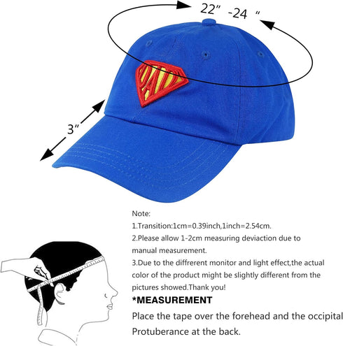 Father's Day Super Dad Hat 100% Cotton Cap 3D Embroidery Blue...