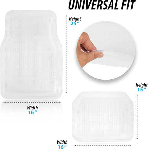 Zone Tech All Weather Full Rubber Clear Car Interior Floor Mats – 4-Piece Set Clear Heavy Duty Car Interior Floor Mats...