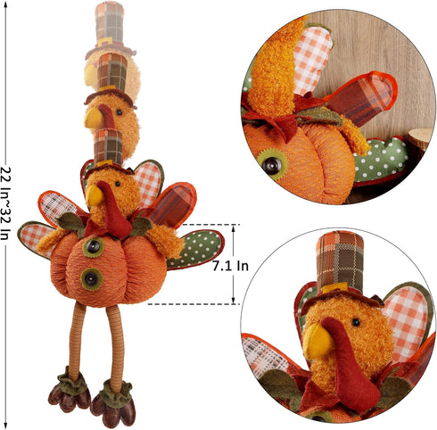 FORUP Thanksgiving Turkey Table Decoration, 32 Inch Turkey Doll for Autumn Fall Harvest Halloween Home Decorations, Male...