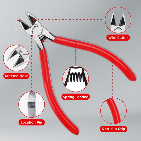 HAUTMEC 5" Precise Small Flush Cutting of Engineer Wire Cutter Plier with Location Pin for Fine Shearing, Perfect for Circuit Board Cutting, Elect...