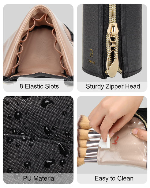 Makeup Brush Bag Travel Makeup Brush Holder Large Makeup Brush Case Organizer Professional Cosmetic Bag Artist Makeup Brush Holder Stand-up Foldab...