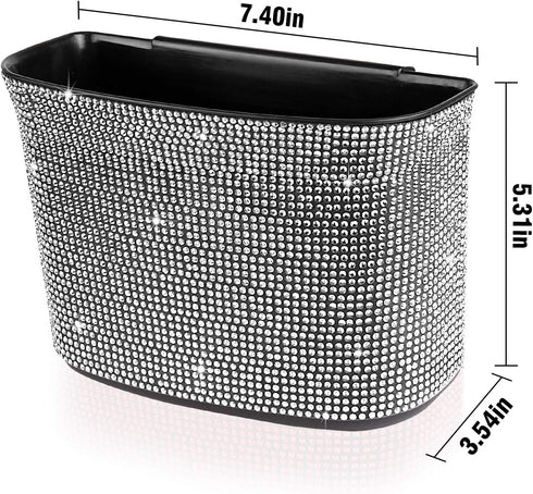 eing Car Trash Can Bling Crystal Auto Storage Pockets,100% Leak Proof Car Trash Container Bin Car Garbage Bag Hanging for Backside/Gearshift/Cente...