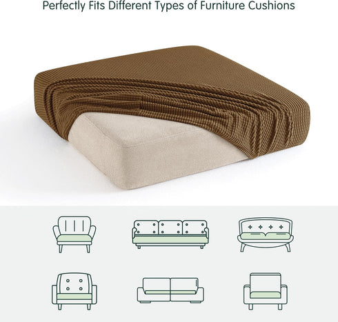 CHUN YI 3PC Stretch Couch Cushion Covers, Individual Replacement Sofa Seat Slipcovers for Armchair Loveseat Sofa with Elastic Spandex Jacquard Fab...