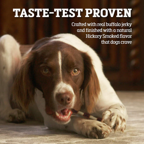 Rawhide Dog Treats | Healthy, Grass-Fed Buffalo Jerky Raw Hide Chews | Hickory Smoked Flavor | Jerky Kabob, 18 Count...