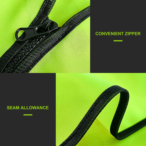 GOOFIT High Visibility Safety Vest for Men and Women?Cycling Vest with Zip, Reflective Vest, Work Vest?With 4 Front Pockets and Zip S Green...