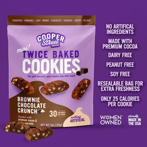 Cooper Street Twice Baked Brownie Chocolate Biscotti Cookies - Light and Crispy Coffee Cookie Bites - Traditional Low Calorie Italian Snacks for A...