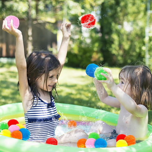 50 PCS Reusable Water Balloon, Water Balls Splash Balls Water Soaker Balls Bulk with Bag Soft Cotton Beach Balls Pool Water Toys Kids Adult Outdoo...