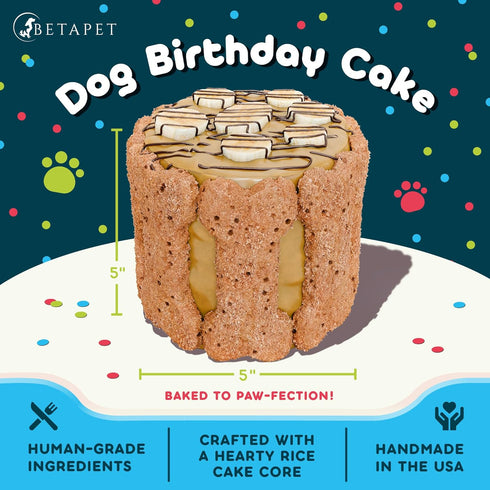 Dog Birthday Cake for Dogs to Eat - Rice Cake Based Dessert Made with Dog Birthday Treats and Human Grade Ingredients - Happy Birthday Dog Cake - ...
