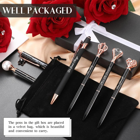 6 Pcs Fancy Pens for Women Crystal Diamond Pen for Journaling Pretty Glitter Ballpoint Pens with Box Inspirational Gifts for Women Girls College S...
