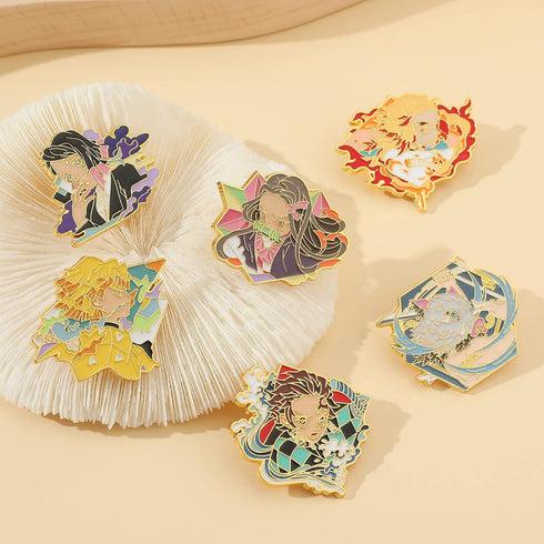 Anime Demon Enamel Pins Set, 5Pcs Anime Character Brooches and Lapel Badges Set, Tanjirou Agatsuma Zenitsu Metal Pins for Backpack Bag Hat Jacket,...