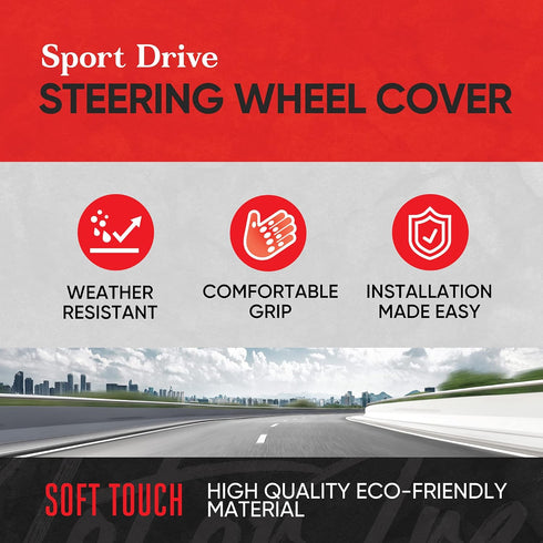 Motor Trend GripDrive Pro Synthetic Leather Auto Car Steering Wheel Cover Black w/ Beige Accent Stitching Comfort Grip - Small 13.5 to 14.5 inch -...