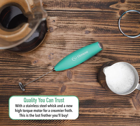 Elementi Milk Frother Wand - Powerful Milk Frother for Coffee - Handheld Frother Electric Whisk, Milk Foamer, Mini Mixer & Coffee Blender Frother ...