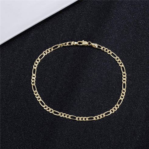 Gold Anklet Bracelets for Women Men 14K White Gold Plated Cuban Link Herringbone Paperclip Figaro Chain Ankle Bracelets for Women...