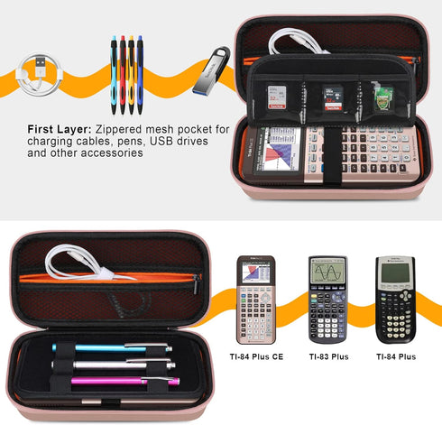 Carrying Case for Texas Instruments TI-84 Plus CE/TI-84 Plus/TI-83 Plus CE/Casio fx-9750GII Color Graphing Calculator, Extra Mesh Pocket Fits Char...