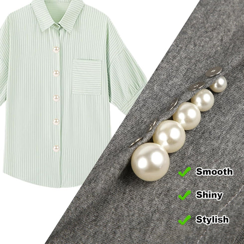 50pcs Pearl Brooch Buttons, No Sew Cover Up Buttons Removable Reusable Pearl Safety Pins for Clothes Dress Shirt Cardigan Decorations DIY Crafts S...