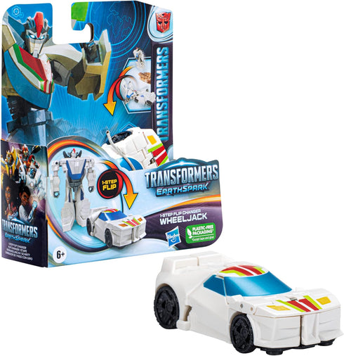 Transformers Toys EarthSpark 1-Step Flip Changer Wheeljack 4-Inch Action Figure, Robot Toys for Ages 6 and Up...