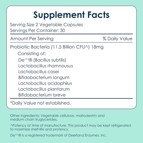 Capsuline Advanced Probiotic DE111 Strain Bacillus Subtilis Spore Based, 11.5 Billion CFU|Digestive Health, Gut & Immune Support|Daily Probiotic f...