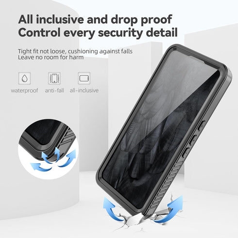 for Google Pixel 8 Pro Case Waterproof IP68 Certified Dustproof Shockproof Built-in Screen Protector Full Body Case for Pixel 8 Pro 6.7" 2023 Blac...