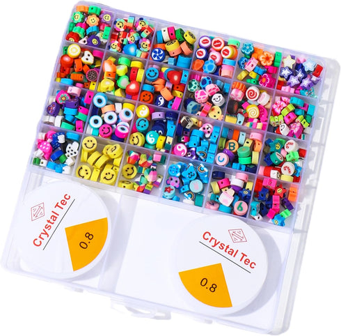 480PCS Fruit Flower Polymer Clay Beads, Cute Smiley Heart Mushroom Clay Beads Charms for Jewelry Necklace Earring Making, DIY Bracelet Making Kit...