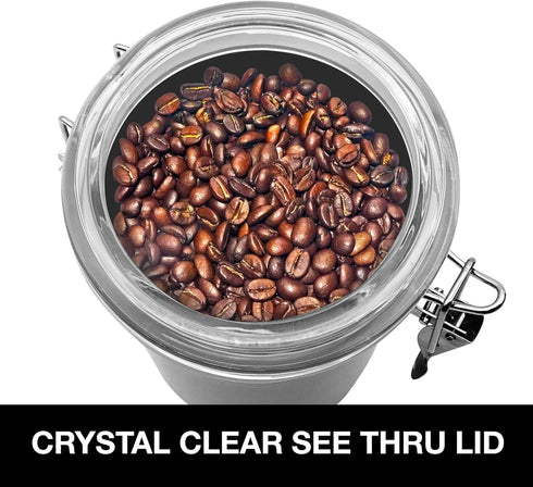 OGGI Stainless Steel Kitchen Canister 26 fl oz - Airtight Clamp Lid, Clear See-Thru Top - Ideal for Kitchen Storage, Food Storage, Pantry Storage....
