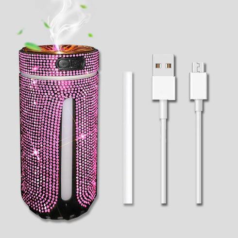 Bling Crystal Car Diffuser Humidifier, USB car Essential Oil Diffuser,Car Diffuser Humidifier Aromatherapy,2 Mist Modes,Portable Mini humidifier f...