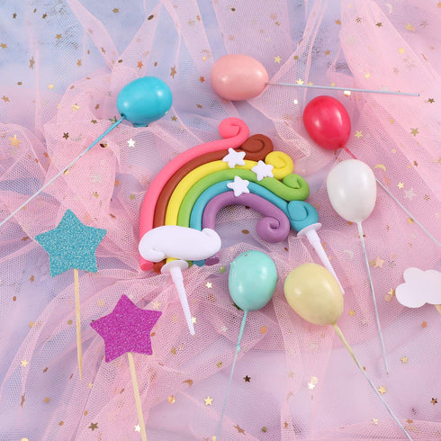 15 Pieces Rainbow Cake Decorations Rainbow Cake Toppers for Birthday Decorations Wedding Party Favors Supplies...