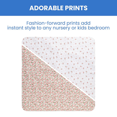 Delta Children 100% Cotton Flannel Baby Receiving Blankets for Girls and Boys – 30x30 Inches (Pack of 2), Pink Floral...