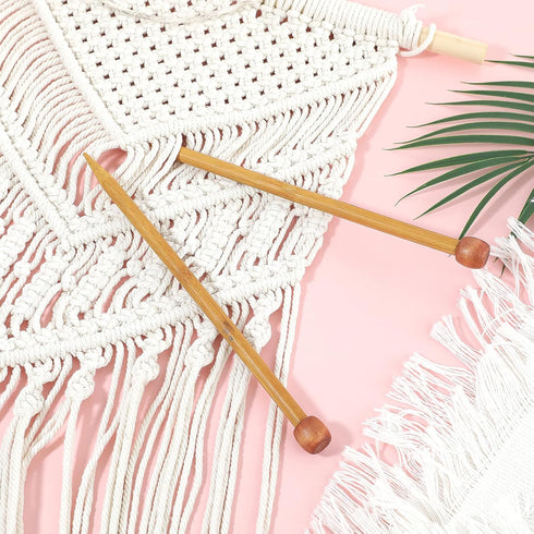 10 mm Bamboo Knitting Needle Straight Single Pointed 10 Inch Long Wooden Knitting Needles Wooden Sweater Thick Knitting Needles for Beginners, Soc...