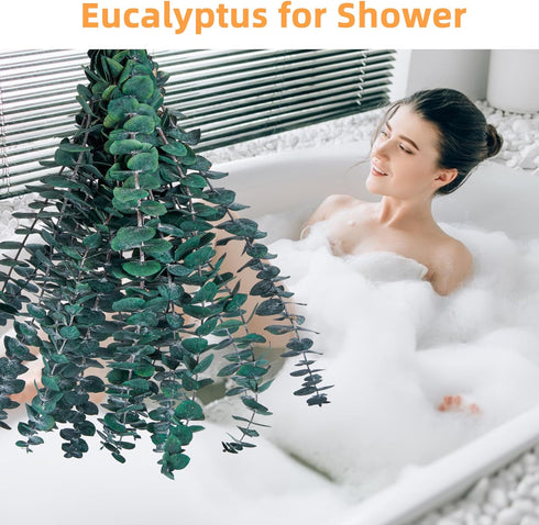Dried Eucalyptus Leaves Shower Decor - 18PCS 17” Large Fresh Eucalyptus Shower Plant for Shower Eucalyptus Hanging Artificial Flower Green Bathroo...