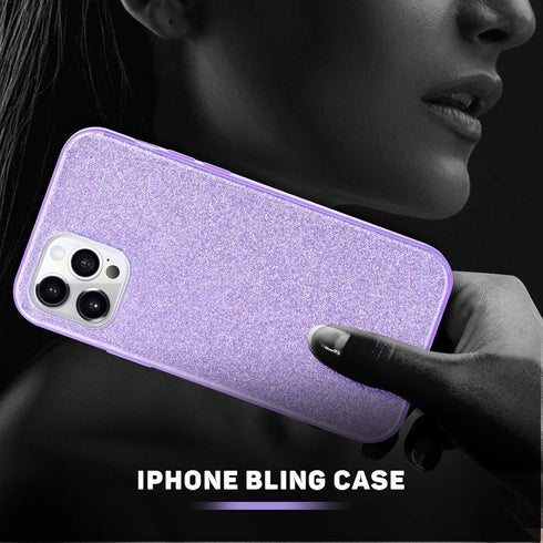MATEPROX Compatible with iPhone 12 Pro case Compatible with iPhone 12 Cases Glitter Bling Sparkle Cute Girls Women Protective Cover (Purple)...