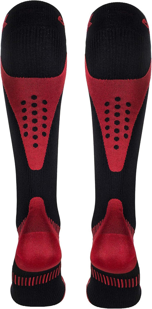 CSX 20-30 mmHg Compression Socks for Men and Women, Knee High, Recovery Support, Athletic Sport Fit, Red on Black, X-Large...