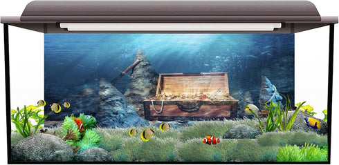 AWERT 36x18 inches Underwater Aquarium Background Opened Treasure Chest with Bright Gold Treasure Box Adventure Water Wealth Pirate Fish Tank Back...