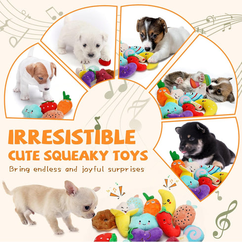 Charming Chorus-20 Pack Squeaky Dog Toys Set, Plush Puppy Toys with Irresistibly Cute Characters for Small Dogs, Interactive Dog Squeak Toys for D...