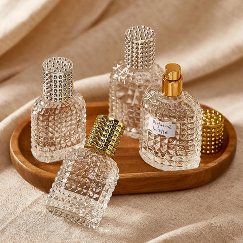 2 Pack 50ml Refillable Spray Perfume Bottles, Empty Clear Perfume Atomizer, Portable Perfume Mist Spray Bottle Travel Perfume Dispenser (50ML, Gol...