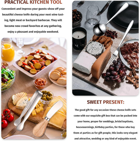 Cheese Butter Spreader Knives Set Charcuterie Accessories Stainless Steel Spreader Knives with Wooden Handles Charcuterie Boards Utensils Mini Ser...