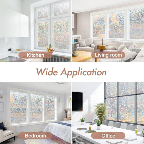 Haton Window Privacy Film, Stained Glass Rainbow Film Decorative Window Clings, Static Cling Sun Blocking Stickers Decals Coverings Tint for Home ...