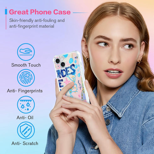 Preppy Art Phone Case Fit for iPhone 15 Plus — Wireless Charging Shockproof Clear Blondes Have More Fun Phone Cover Gift for Boy Girl Men Women...