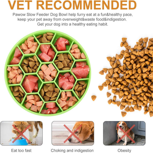 Slow Feeder Dog Bowls, Silicone Dog Bowl with Suction Cup, Dog Puzzle Feeder Interactive for Bloat Prevention, Slow Feeding Dog Bowl Pet for Large...