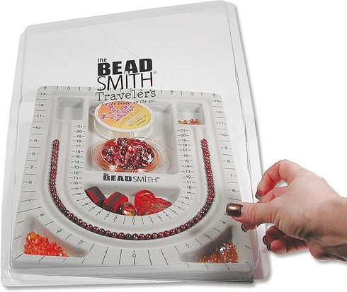 The Beadsmith Bead Board with Cover, Grey Flocked, 3 U-Shaped Channels, 6 Recessed Compartments,13.25H x 9.75L inches, Design Boards for Creating ...