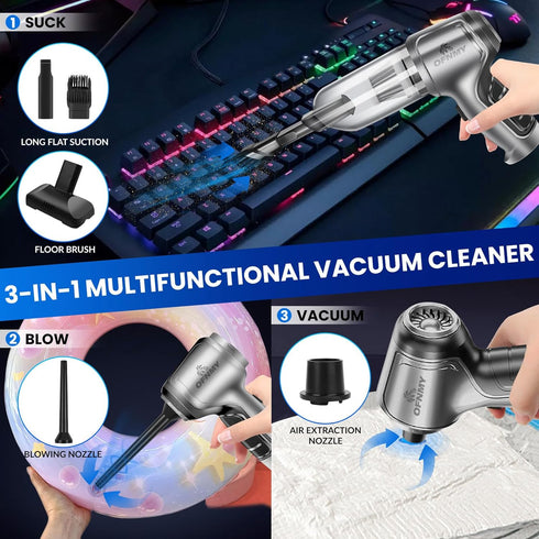Wireless Handheld Car Vacuum Cordless,15000PA High Power Portable Vacuum Cordless,3-IN-1Mini Portable Car Vacuum Cordless for Car,Office,Home Clea...
