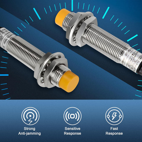 ATO M12 Inductive Proximity Sensor Switch, 4Pcs Non-Shield Detector 4mm NPN Normally Open(NO) Approach Sensor,Directly Connecting with PLC...