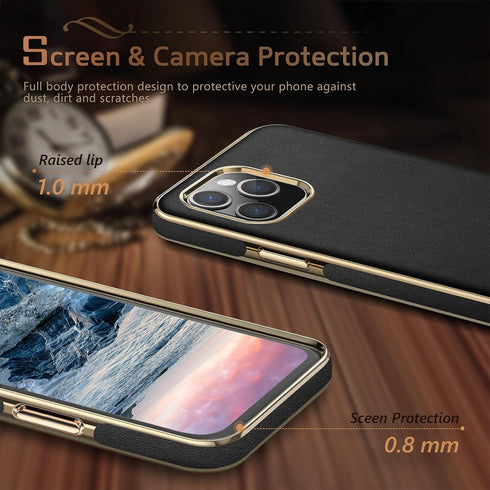 LOHASIC for iPhone 12/12 Pro Case Men, Luxury Leather Slim Business Classic Soft Grip Shockproof Bumper Full Body Protective Women Cover Cases for...