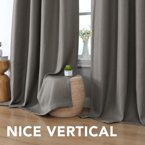 H.VERSAILTEX Linen Blackout Curtain 84 Inches Long for Bedroom/Living Room Thermal Insulated Grommet Linen Curtain Drapes Primitive Textured Burla...