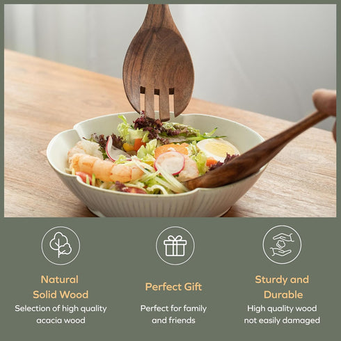 Muso Wood Acacia Salad Servers,10-inch,set of 2 (Acacia salad servers)...