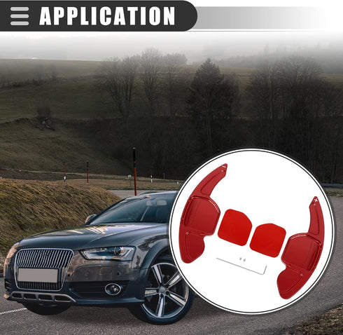 Motoforti Steering Wheel Shift Paddle Shifter Extension Cover,for Audi A5 2012-2014,Aluminum Alloy,Red,2pcs...