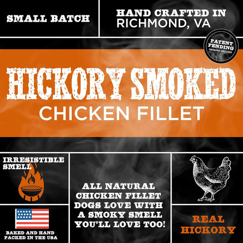 Premium Hickory Smoked Chicken Jerky Dog Treats - Dehydrated Chicken Breast Fillet Treats for Dogs - No Additives 100% Natural Protein, Chicken Je...