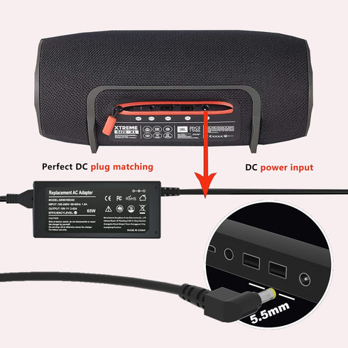 19V AC Adapter Charger for JBL Xtreme/Xtreme 2/Xtreme 3, Extreme/Extreme 2, Boombox, Portable Wireless Bluetooth Waterproof Speaker (Black Blue Re...