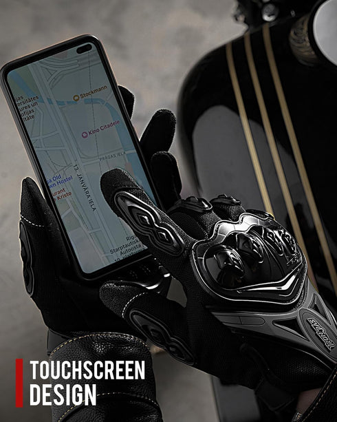 IRON JIA'S Motorcycle Gloves Full Finger Durable for Road Racing Bike Summer Spring Powersports Support Touch Screen Black-XL...