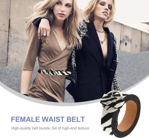 Women Leather Belt Zebra Printed Fashion Wide Waist Belt with Metal Buckle for Jeans Pants Women Girls Birthday...